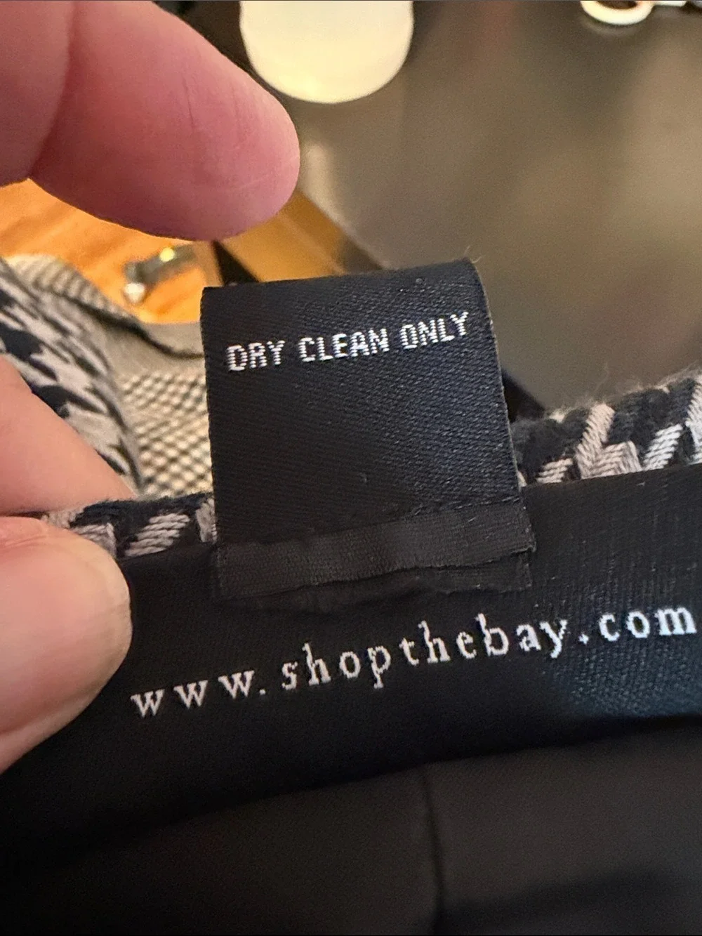 Monterey Bay Houndstooth Blazer Black Gray Piped Trim Tailored Sz 16 - Picture 9 of 9
